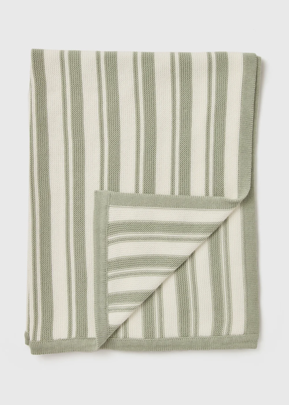 Baby Green Stripe Knitted Blanket - One Size Image 1