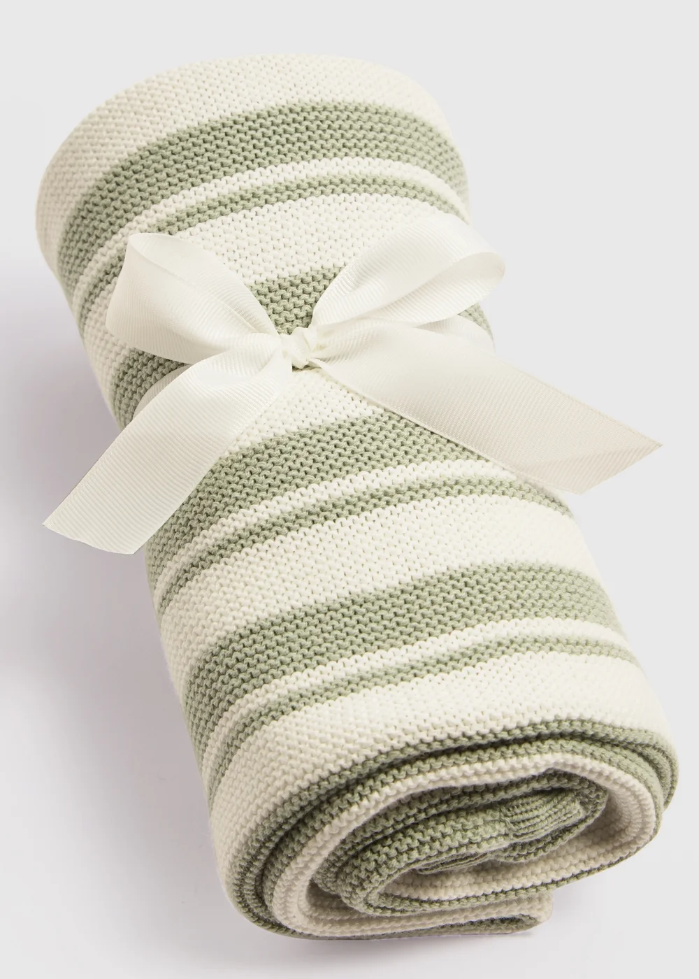 Baby Green Stripe Knitted Blanket - One Size Image 2