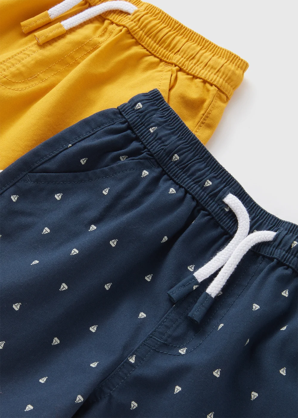 Boys 2 Pack Navy & Yellow Woven Boat Print Shorts (1-7yrs) - 1 half year to 2 Image 2