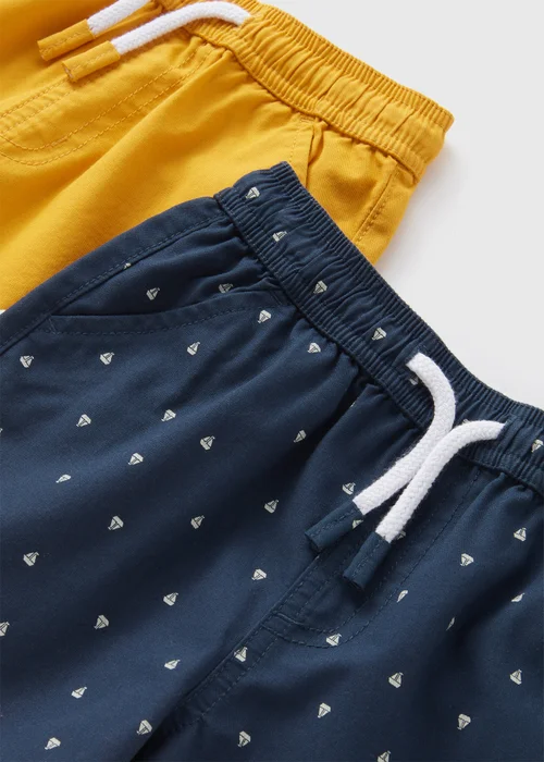 Boys 2 Pack Navy & Yellow Woven Boat Print Shorts (1-7yrs) - 1 half year to 2 Image 2