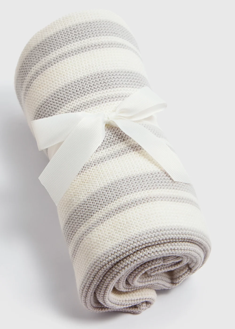 Baby Grey & Cream Knitted Blanket - One Size Image 2