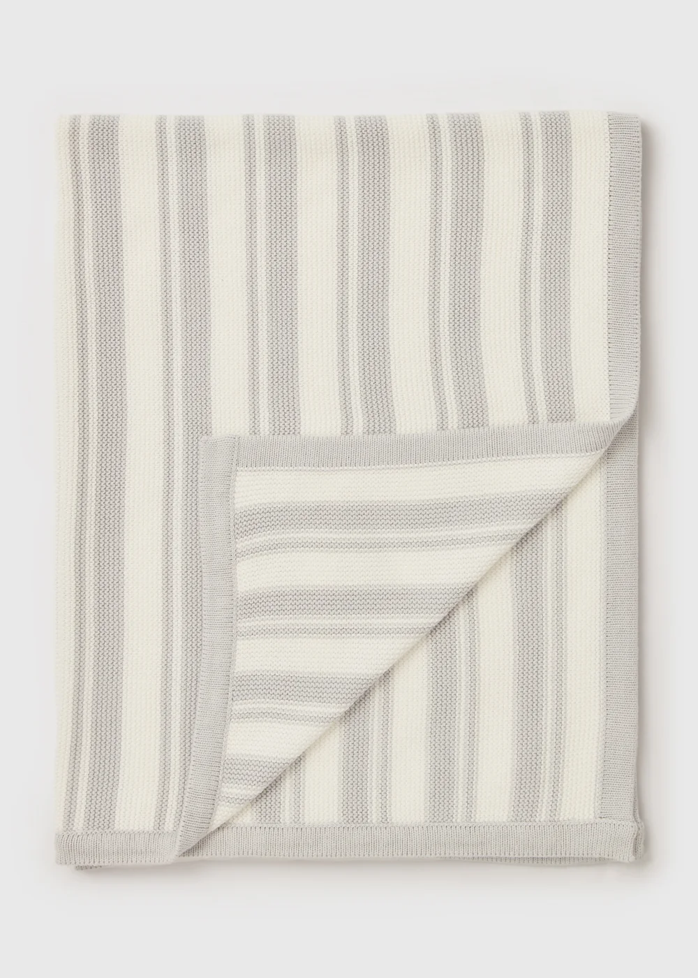 Baby Grey & Cream Knitted Blanket - One Size Image 1