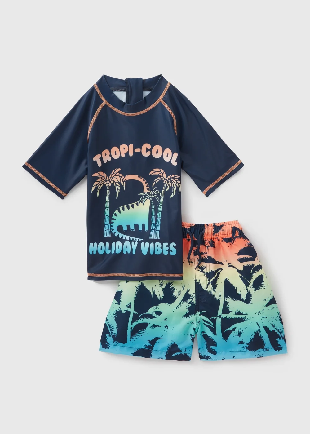 Boys Navy Dinosaur Ombre Swim Set (1-7yrs) - 1 to 1 half years Image 1