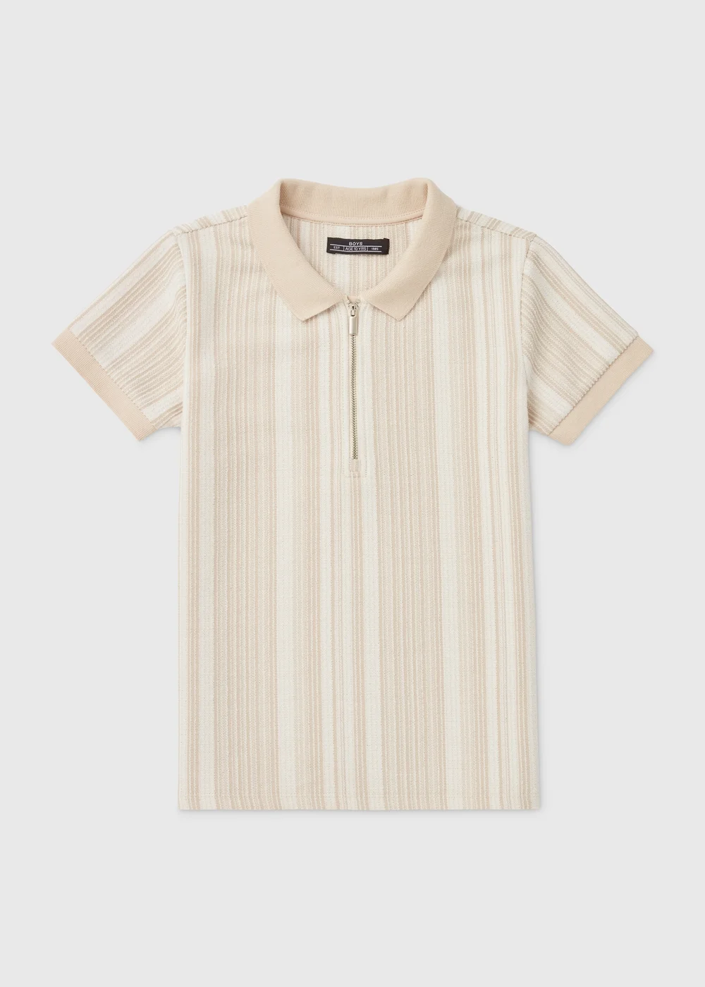 Boys Stone Jacquard Zip Polo Shirt (7-13yrs) - Age 7 Years Image 1