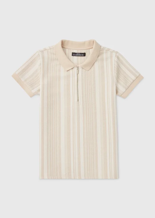 Boys Stone Jacquard Zip Polo Shirt (7-13yrs) - Age 7 Years Image 1