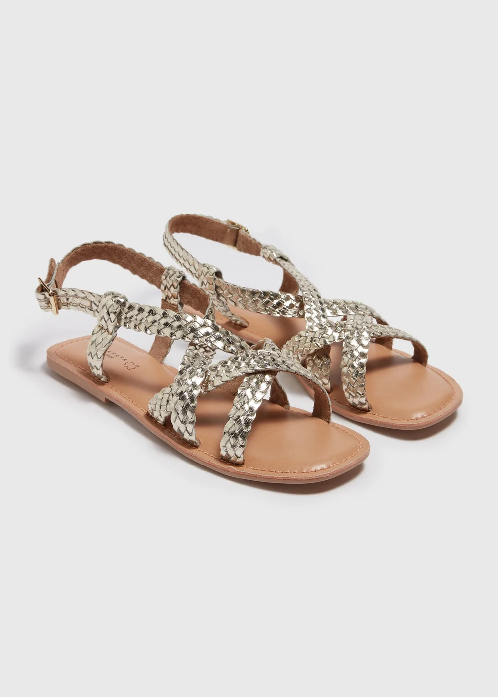 Gold Plaited Gladiator Leather Sandals - Size 3 Image 1