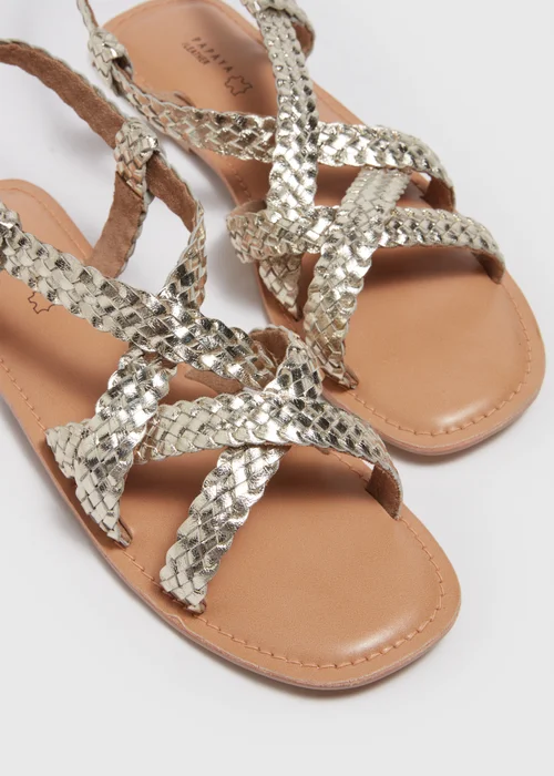 Gold Plaited Gladiator Leather Sandals - Size 3 Image 2