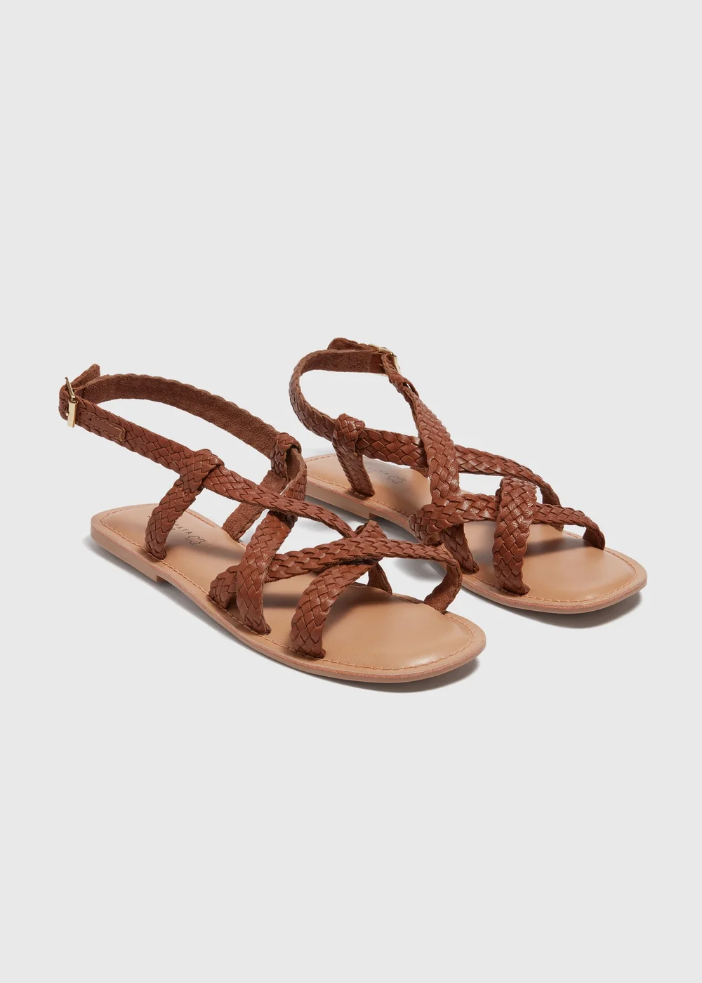 Tan Plaited Gladiator Leather Sandals - Size 3 Image 1