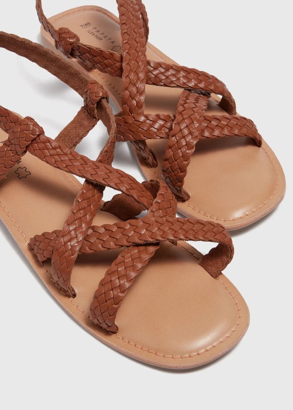 Tan Plaited Gladiator Leather Sandals - Size 3 Image 2