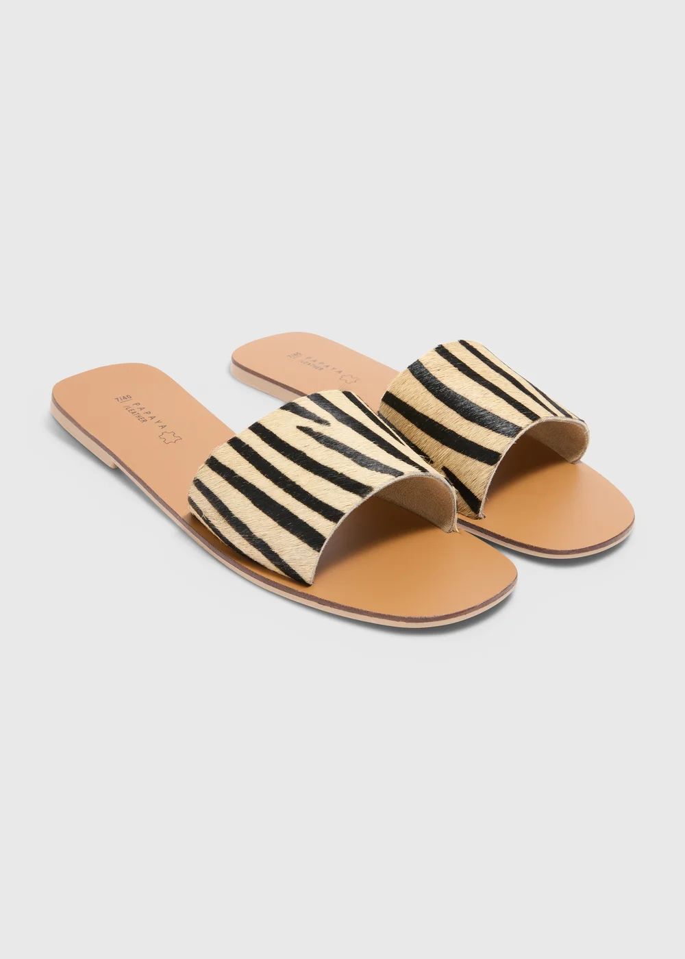 Beige Zebra Skin Mules - Size 7 Image 1
