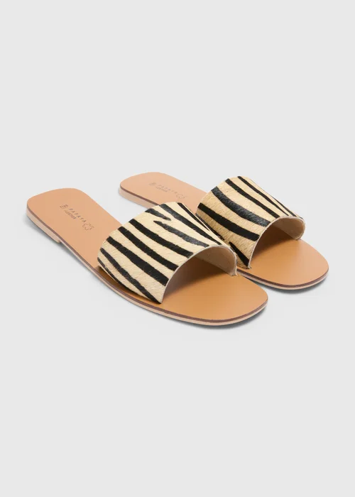 Beige Zebra Skin Mules - Size 7 Image 1