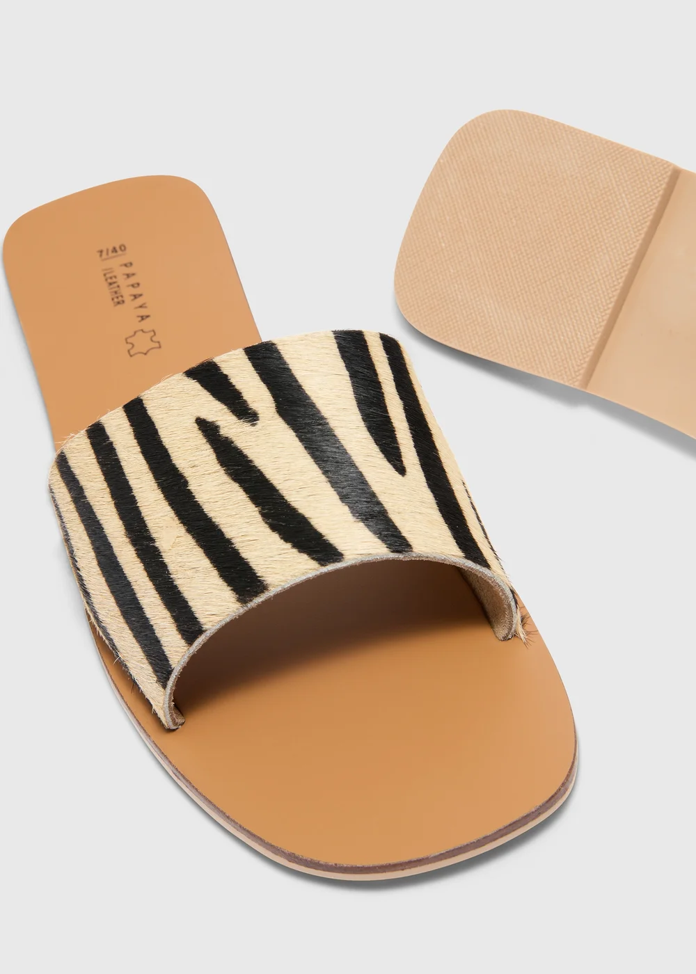 Beige Zebra Skin Mules - Size 7 Image 2