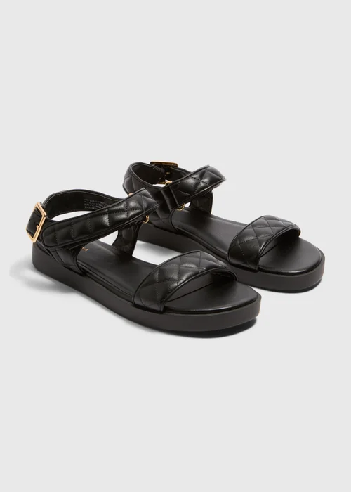 Black Rip Tape Quilt Sandals - Size 3 Image 1