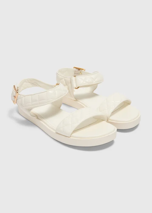 Stone Quilted Rip Tape Sandals - Size 3 Image 1
