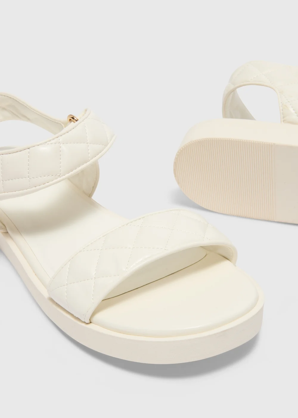 Stone Quilted Rip Tape Sandals - Size 3 Image 2