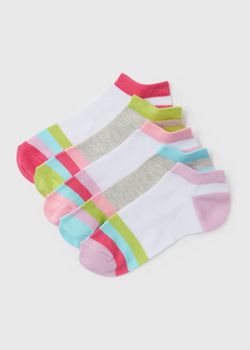 Girls 5 Pack Multicolour Trainer Socks (2-12yrs) - Sizes 6 - 8.5 Image 1