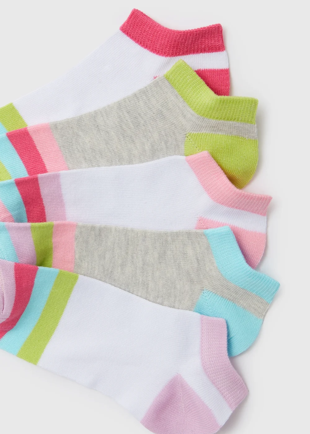 Girls 5 Pack Multicolour Trainer Socks (2-12yrs) - Sizes 6 - 8.5 Image 2