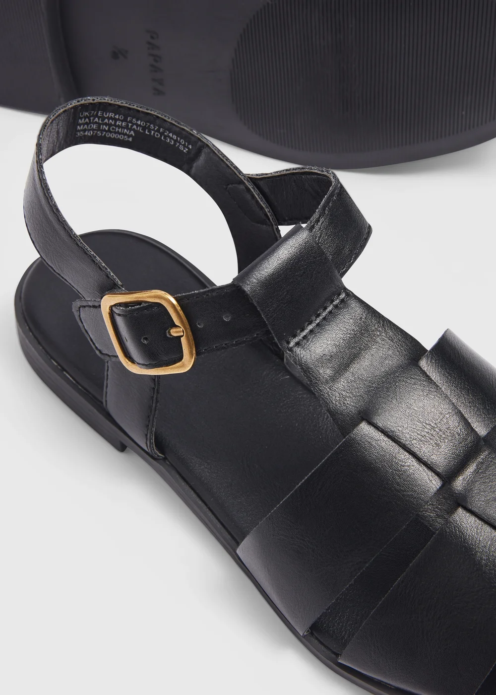 Black Fisherman Flat Sandals - Size 3 Image 2