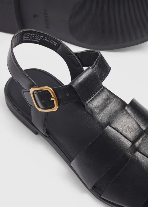 Black Fisherman Flat Sandals - Size 3 Image 2