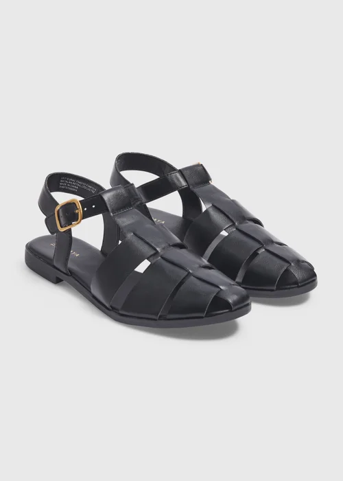 Black Fisherman Flat Sandals - Size 3 Image 1