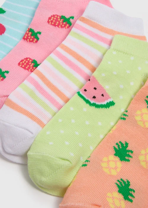 Baby 5 Pack Multicolour Fruit Trainer Socks (2-12yrs) - 4-5.5 Image 2