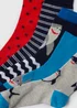 Boys 5 Pack Multicolour Shark Socks (Younger 6-Older 5.5) - Sizes 6 - 8.5 Image 2