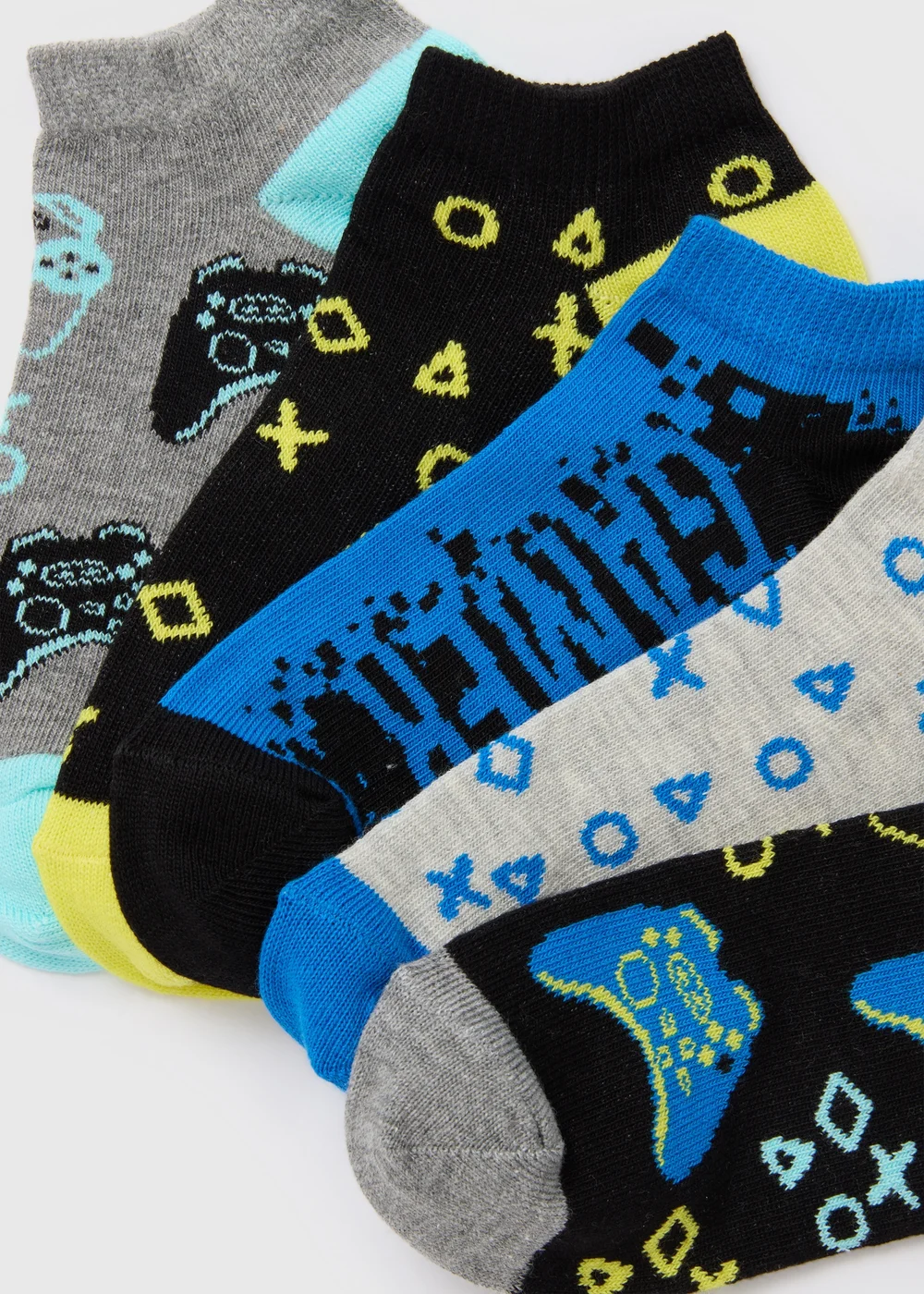 Boys 5 Pack Multicolour Gamer Trainer Socks (Younger 6-Older 6.5) - 4-6.5 Image 2