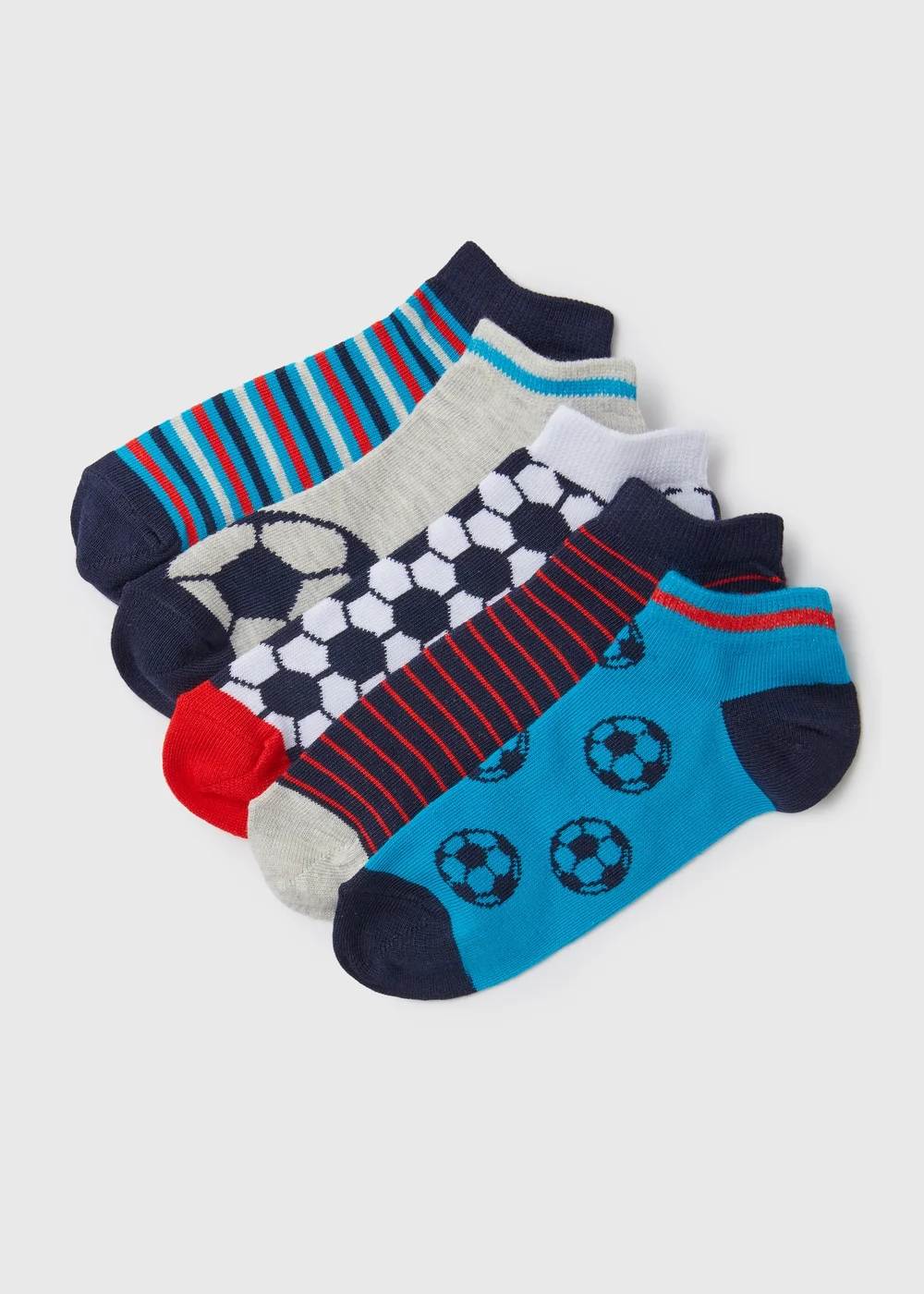 Boys 5 Pack Multicolour Football Trainer Socks (Younger 6-Older 5.5) - 4-6.5 Image 1