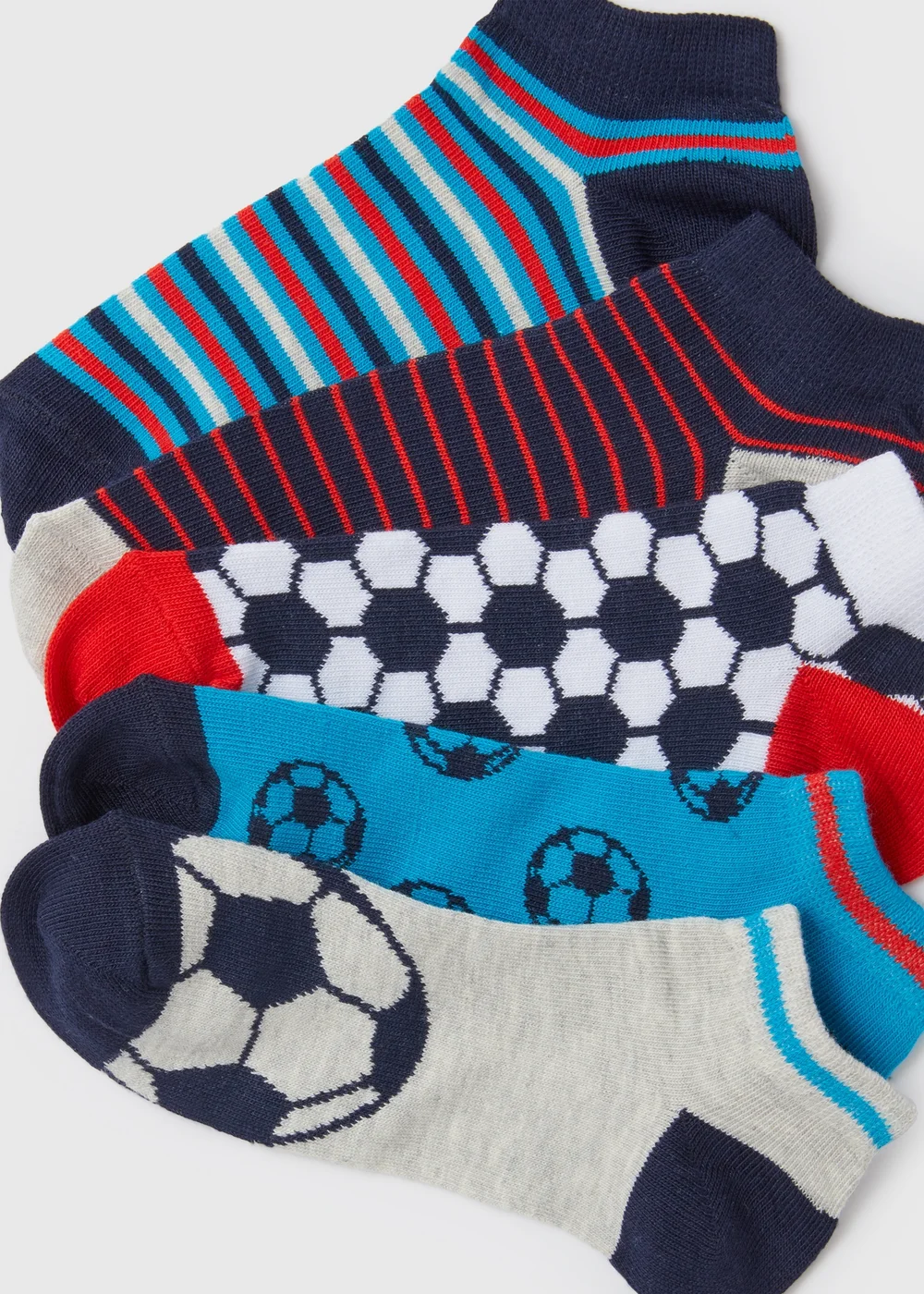 Boys 5 Pack Multicolour Football Trainer Socks (Younger 6-Older 5.5) - 4-6.5 Image 2