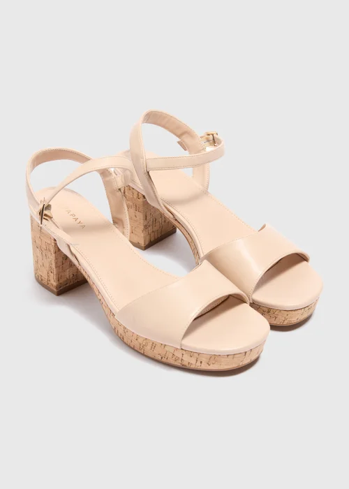 Nude Cork Platform Heels - Size 3 Image 1