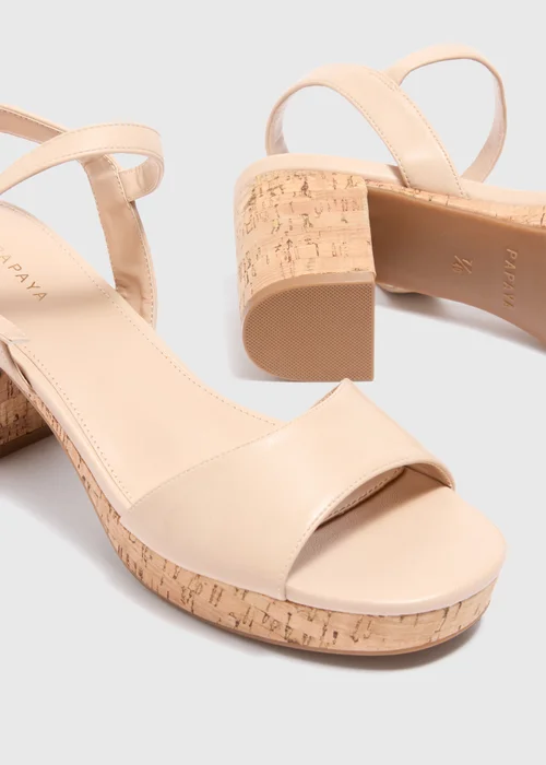 Nude Cork Platform Heels - Size 3 Image 2