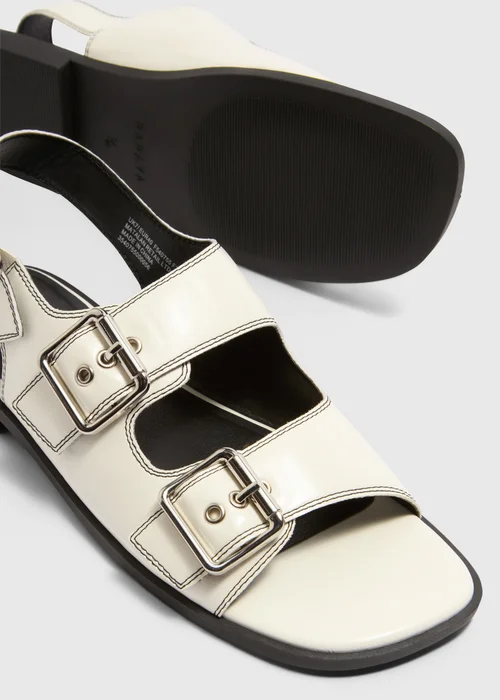 Stone Buckle Flat Sandals - 3 Image 2