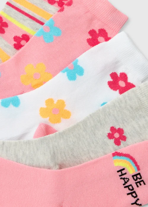 Girls 5 Pack Multicolour Floral Ankle Socks (2-12yrs) - Sizes 4-5.5 Image 2
