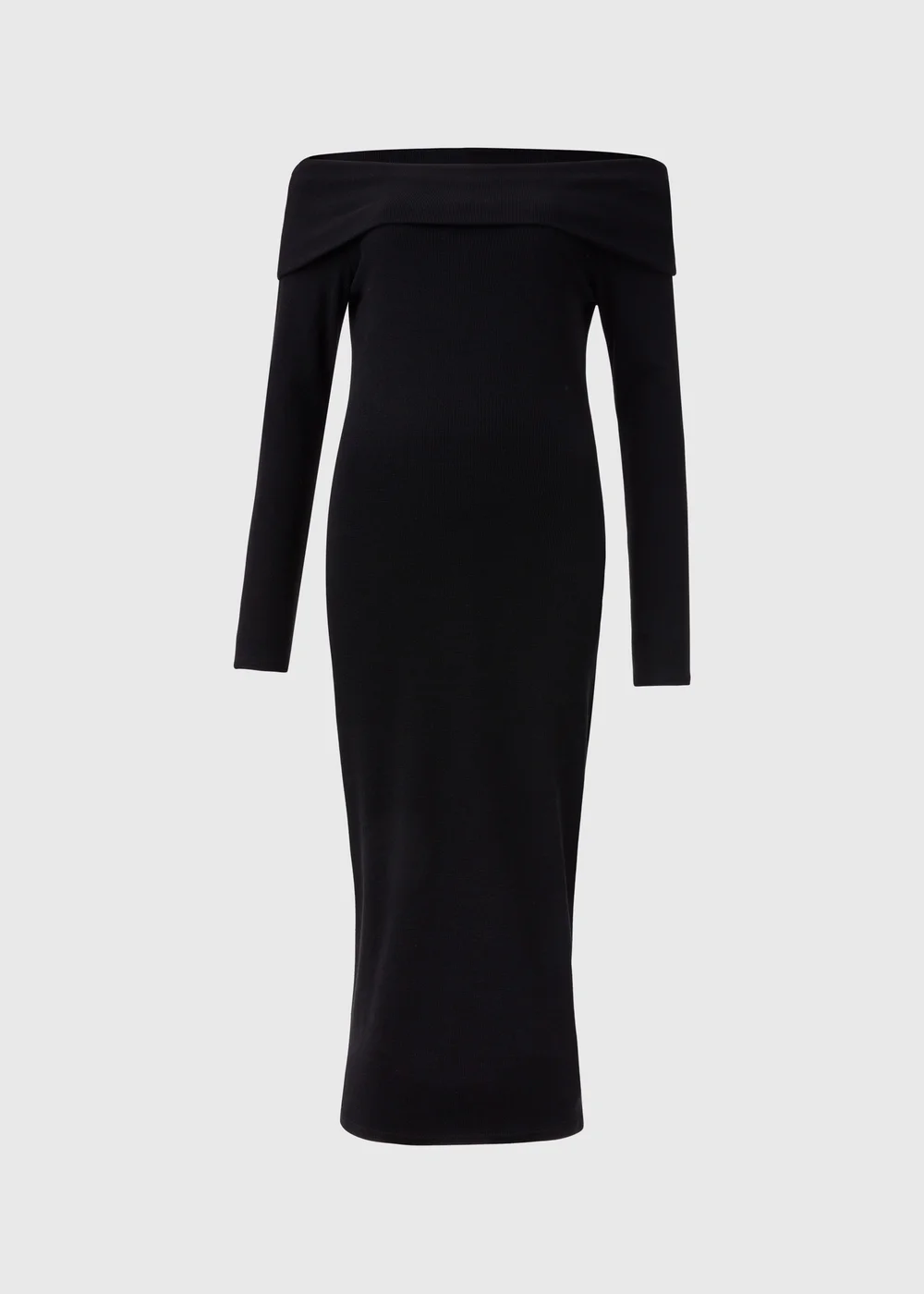 Black Ribbed Bardot Dress - 8 Image 5