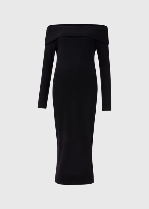 Black Ribbed Bardot Dress - 8 Image 5