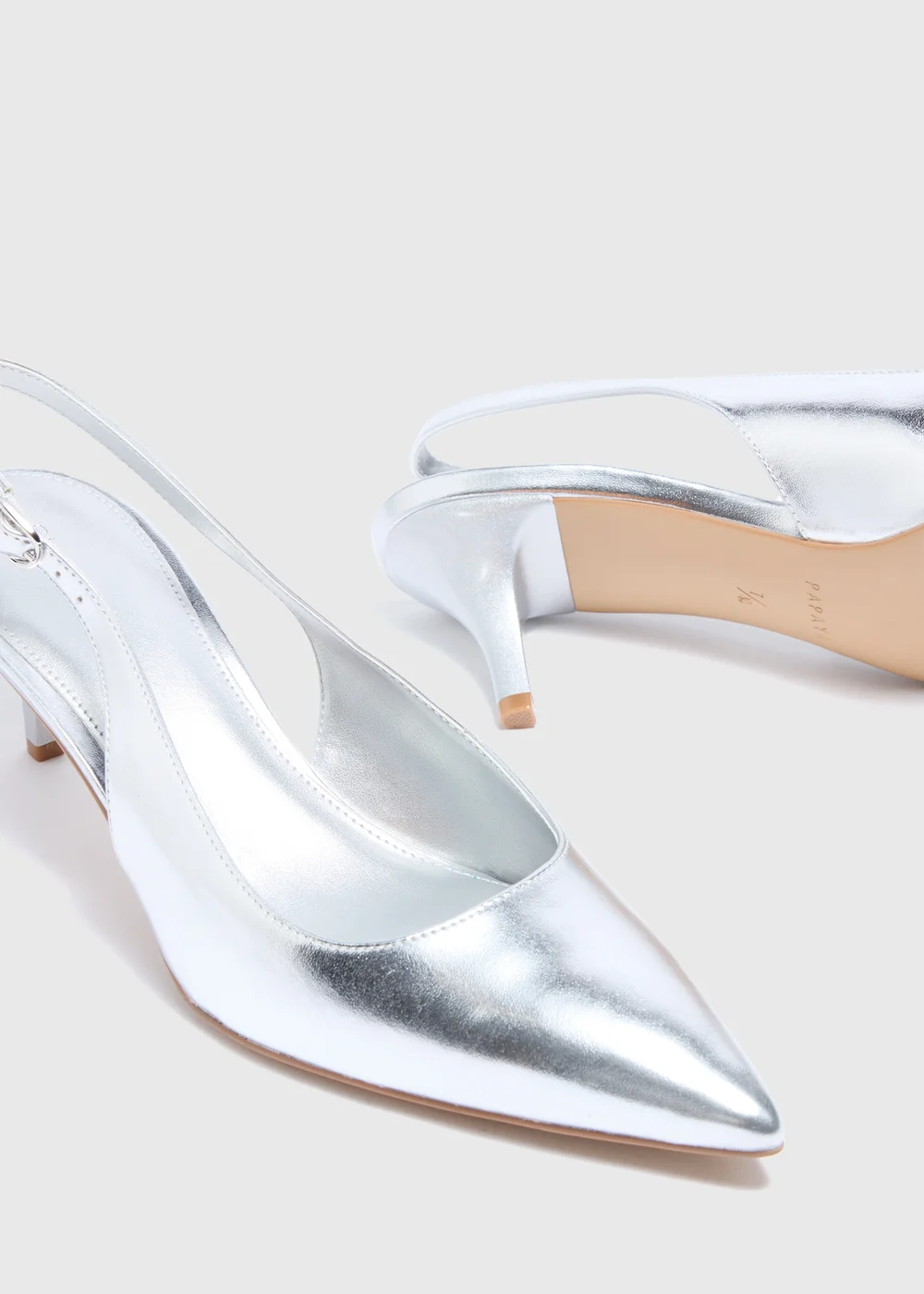 Silver Sling Back Heels - 3 Image 2