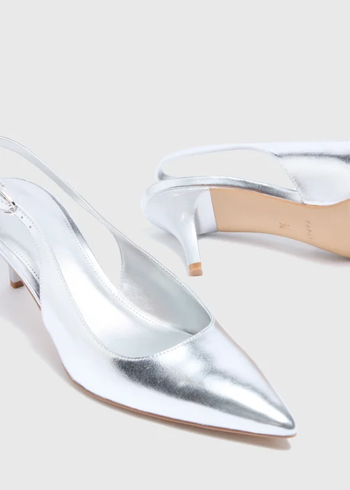 Silver Sling Back Heels - 3 Image 2