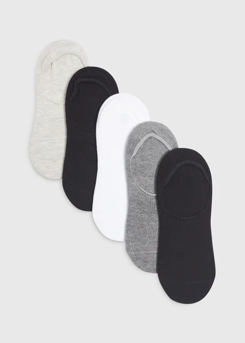 Girls 5 Pack Black Mono Invisible Socks (Younger 6- Older 5.5) - Sizes 6 - 8.5 Image 1