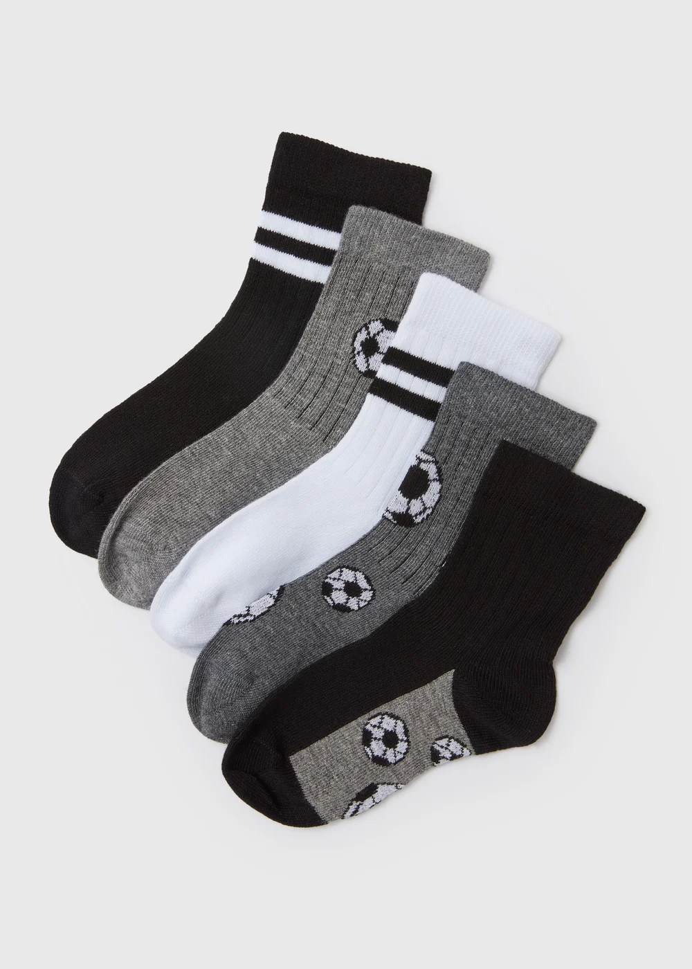 Boys 5 Pack Multicoloured Football Sports Socks (7-15yrs) - 4-6.5 Image 1