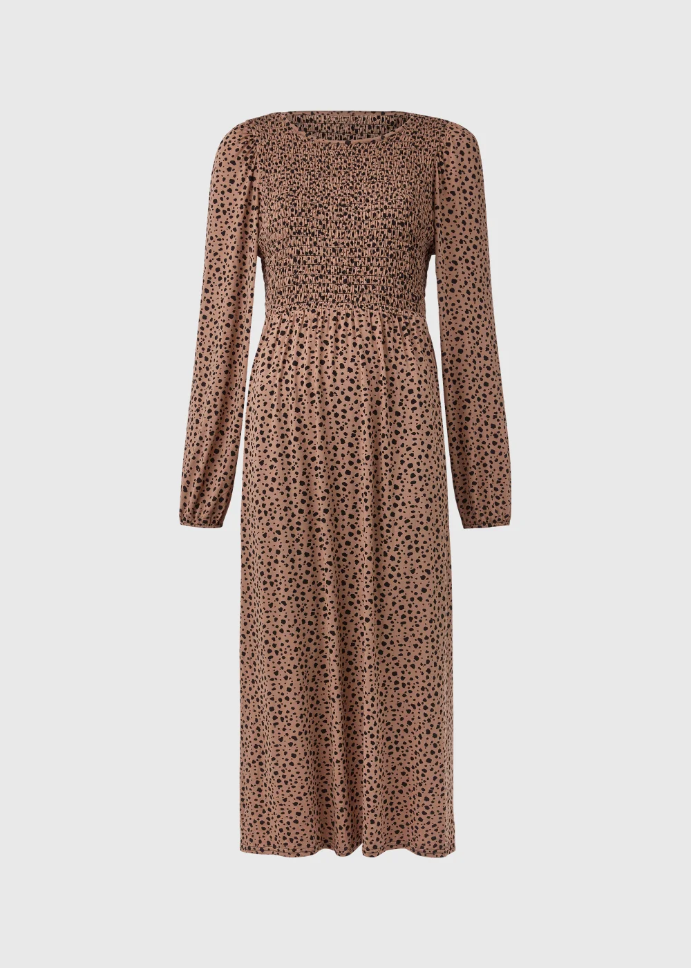 Brown & Black Shirred Bodice Midi Dress - 8 Image 5