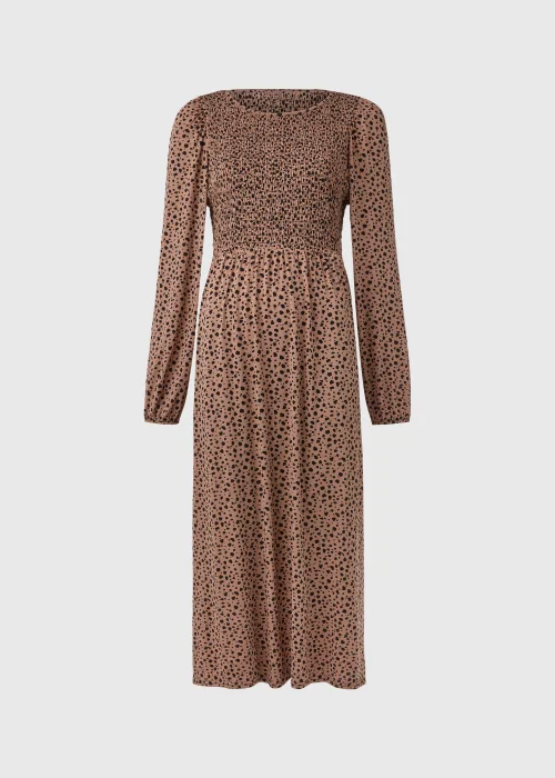 Brown & Black Shirred Bodice Midi Dress - 8 Image 5