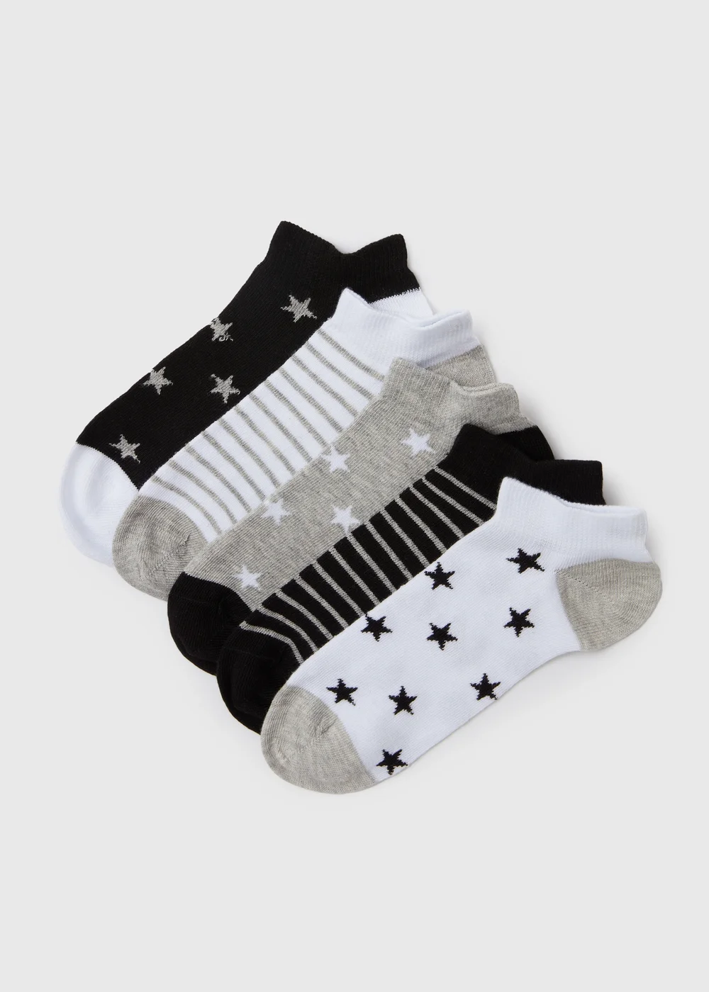 5 Pack Multicolour Star & Stripe Print Training Socks - Sizes 6 - 8.5 Image 1