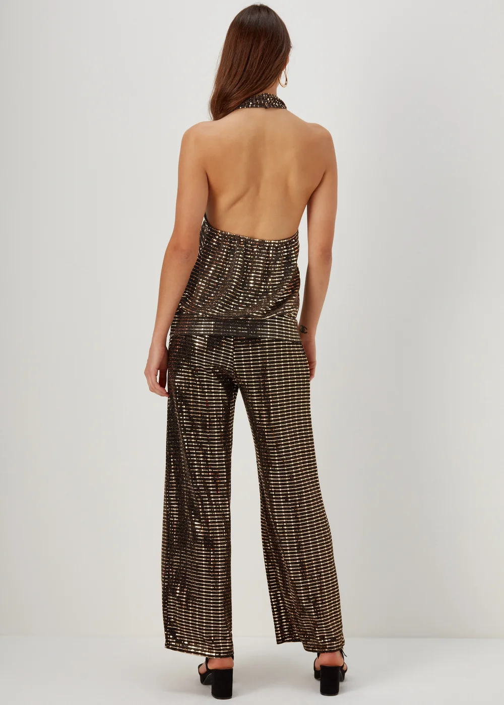 Et Vous Black & Gold Sequin Halter Neck Top - 8 Image 2