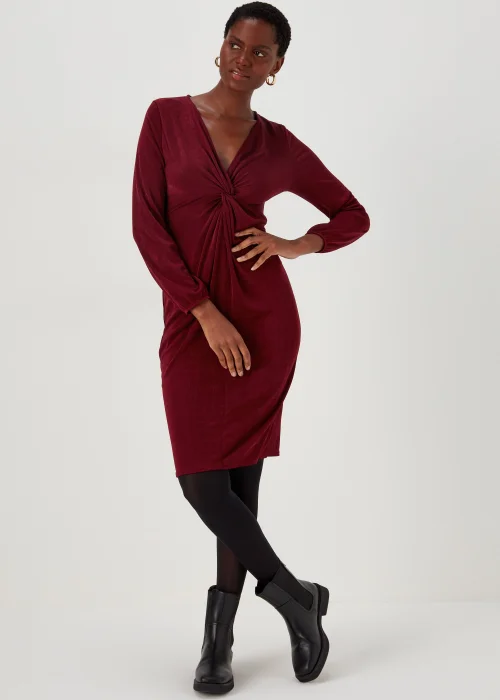 Burgundy Front Knot Dress - 8 Image 1