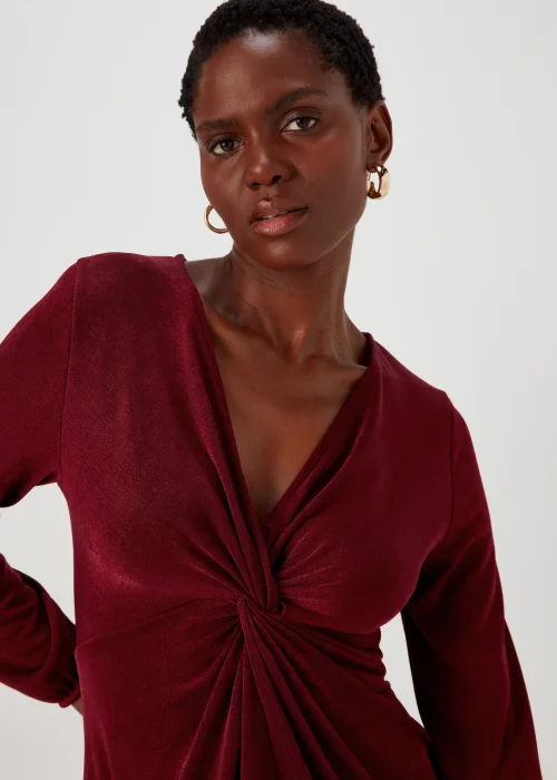Burgundy Front Knot Dress - 8 Image 3