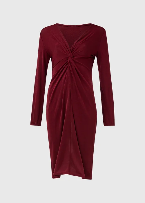 Burgundy Front Knot Dress - 8 Image 5