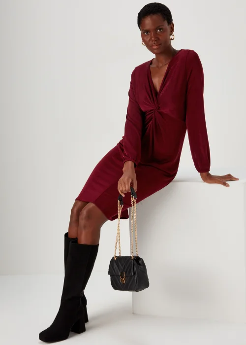 Burgundy Front Knot Dress - 8 Image 4