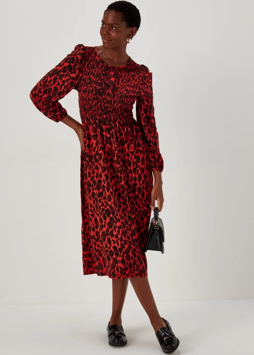 Black & Red Shirred Bodice Midi Dress - 8 Image 1