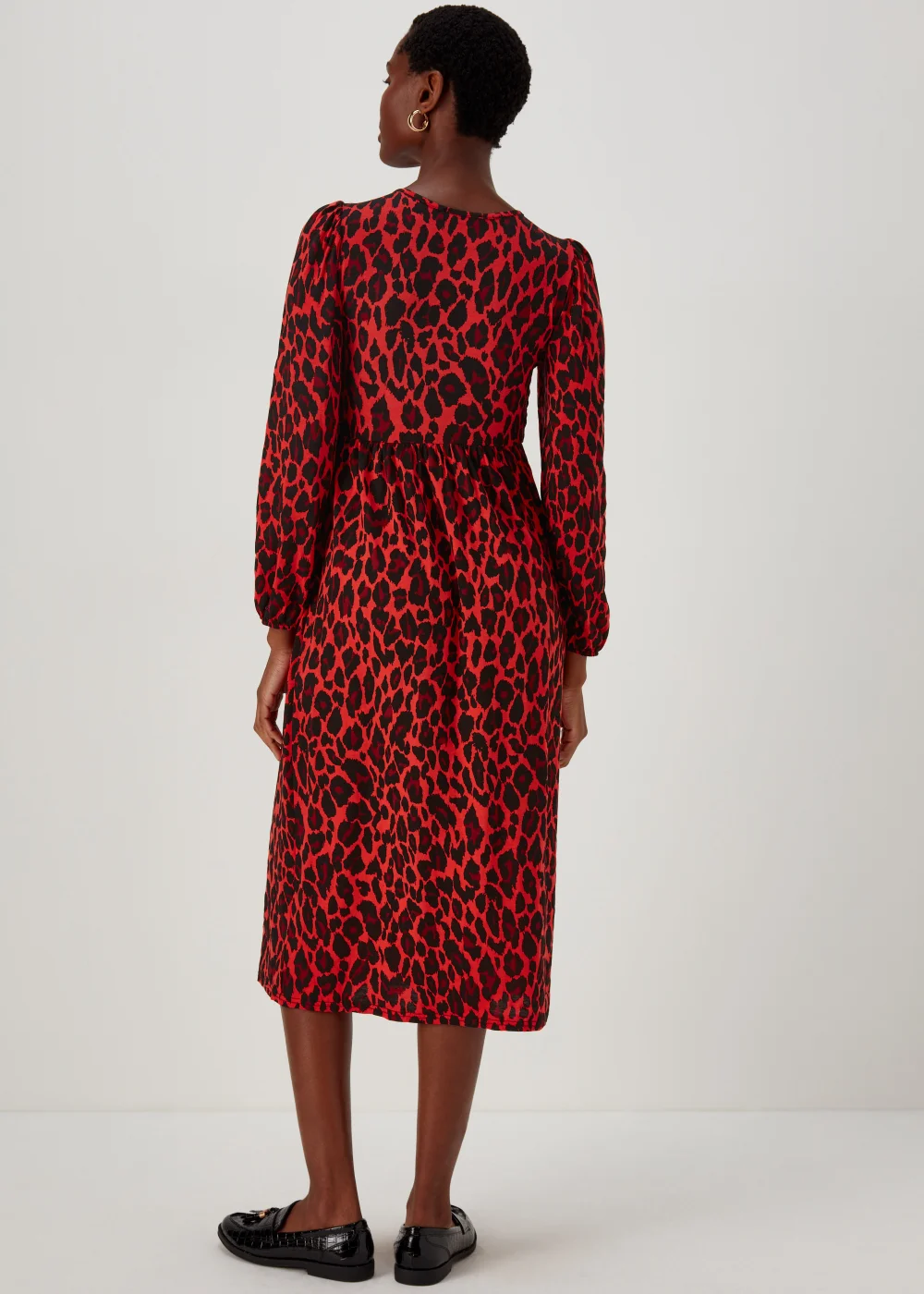 Black & Red Shirred Bodice Midi Dress - 8 Image 2