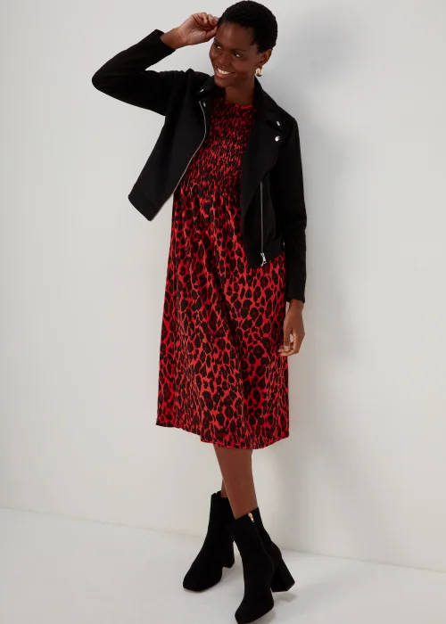 Black & Red Shirred Bodice Midi Dress - 8 Image 4